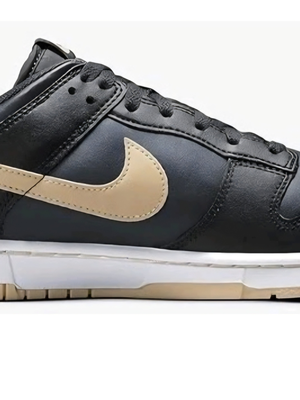 Men's Black Leather Low-Top Sneakers with Cream Accents - Picture 3 of 8